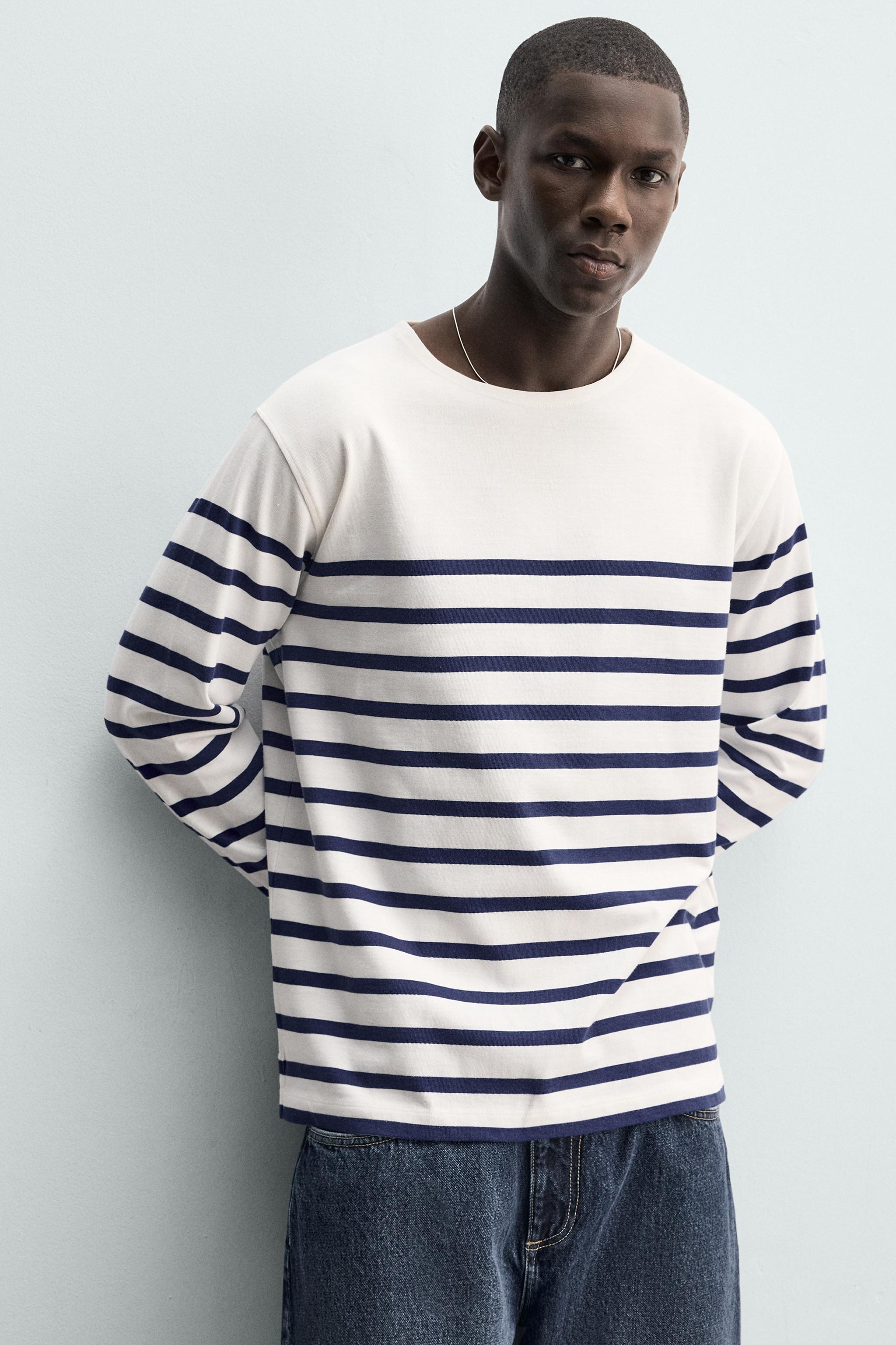 RELAXED FIT STRIPED JACQUARD T-SHIRT